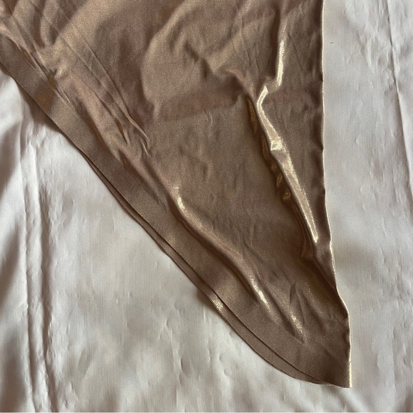 NEW! Norma Kamali- Gold Strapless Side Drape Gown Size XL Cocktail Dress Stretch - Picture 8 of 9